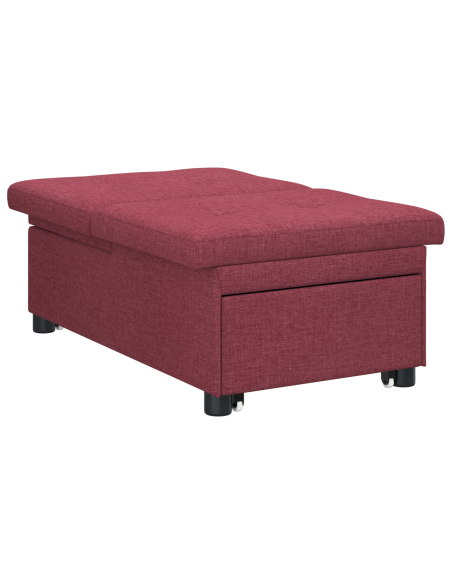 Divano Letto Estraibile 50cm Rosso Vino Legno compensato