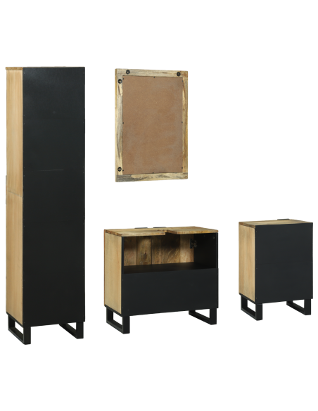 Set di mobili per il bagno con cassetto con lo scaffale 4 pcs Marrone Large