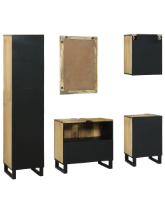 Set di mobili per il bagno 5 pcs Marrone Legno multistrato