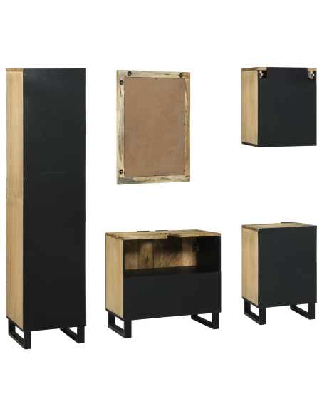 Set di mobili per il bagno con cassetto con lo scaffale 5 pcs Marrone Media