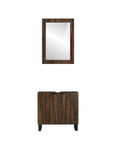 Set di mobili per il bagno 2 pcs Marrone Noce Legno multistrato