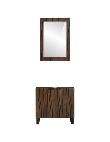 Set di mobili per il bagno 2 pcs Marrone Noce Legno multistrato