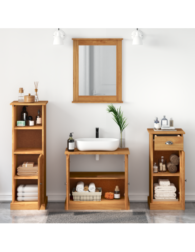 Set di mobili per il bagno con porta VIGO 4 pcs Marrone miele