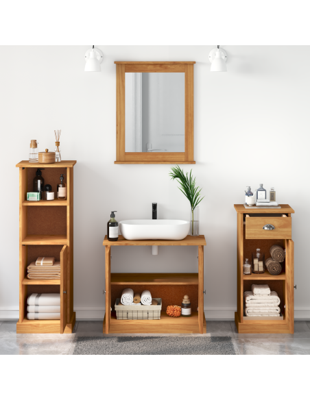 Set di mobili per il bagno con cassetto 4 pcs marrone ambrato