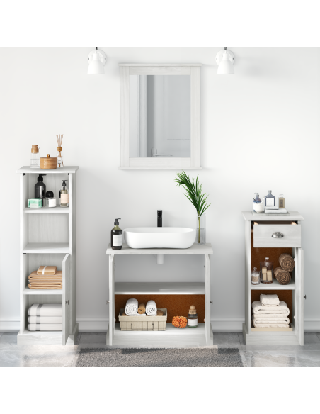 Set di mobili per il bagno con cassetto 3 pcs bianco anticato