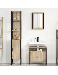 Set di mobili per il bagno con lo scaffale 3 pcs Rovere Sonoma