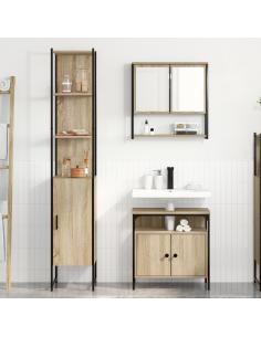 Set di mobili per il bagno con lo scaffale 3 pcs Rovere Sonoma