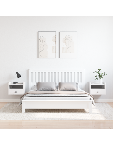 Comodino 2 pcs Bianco 38 x 36 x 29,5 cm Legno di pino massello