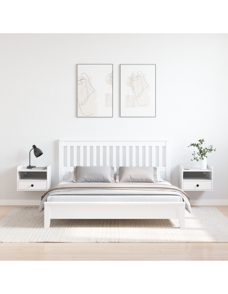 Comodini 2 pcs Bianco 38 x 36 x 29.5 cm Legno di pino massello