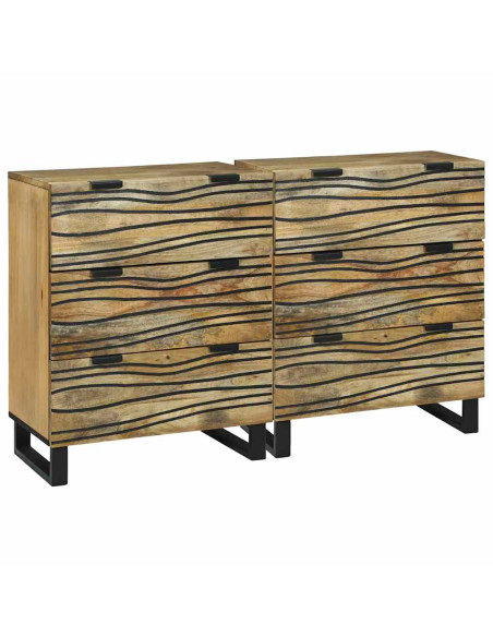 Sideboards 2 pcs Marrone Media Legno di mango massello