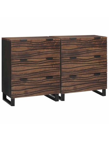 Sideboards con cassetto con archiviazione 2 pcs Marrone Media Legno Massello