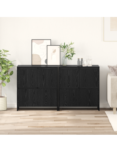 Sideboards 2 pcs Rovere nero 70 x 41 x 75 cm Legno multistrato