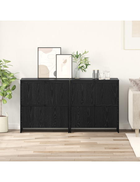 Credenza 2 pcs Rovere nero 70 x 41 x 75 cm Legno multistrato