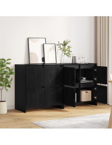 Sideboards 2 pcs Rovere nero 70 x 41 x 75 cm Legno multistrato