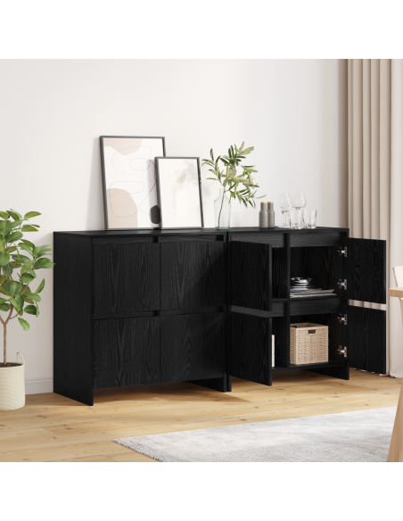 Credenza 2 pcs Rovere nero 70 x 41 x 75 cm Legno multistrato