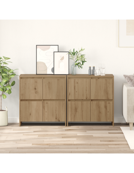 Credenza con porta 2 pcs rovere artigianale 70 x 41 x 75 cm