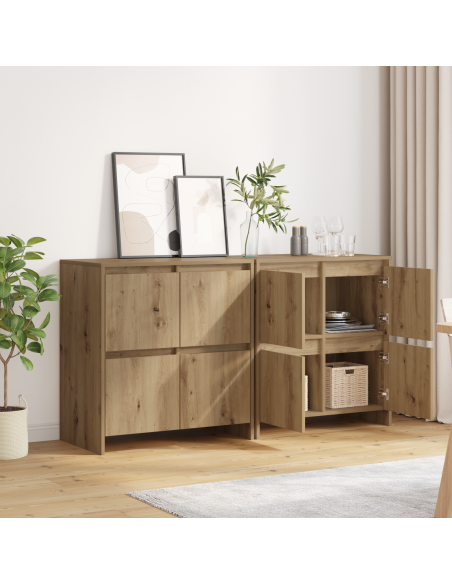 Credenza con porta 2 pcs rovere artigianale 70 x 41 x 75 cm