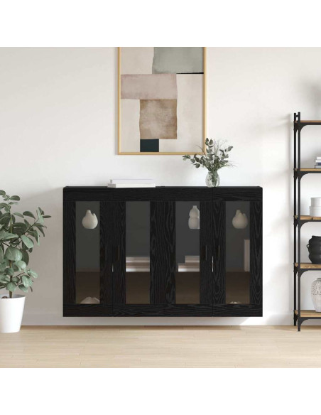 Armadi da Muro 2 pcs Rovere nero 69.5 x 34 x 90 cm