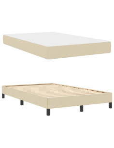 Letto a molle con materasso Crema 120 x 190 cm Tessuto