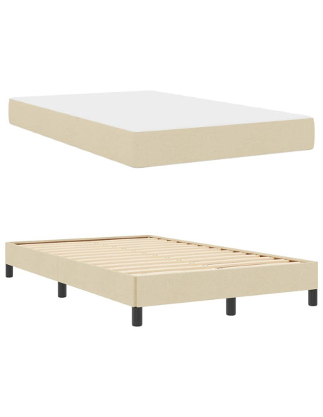 Letto a molle con materasso Crema 120 x 190 cm Tessuto