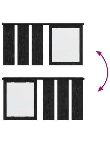 Appendiabiti a muro con lo scaffale Rovere nero 85 x 10 x 45 cm