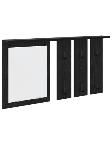 Appendiabiti a muro con lo scaffale Rovere nero 85 x 10 x 45 cm