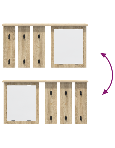 Appendiabiti a muro con specchio rovere sonoma 85 x 10 x 45 cm