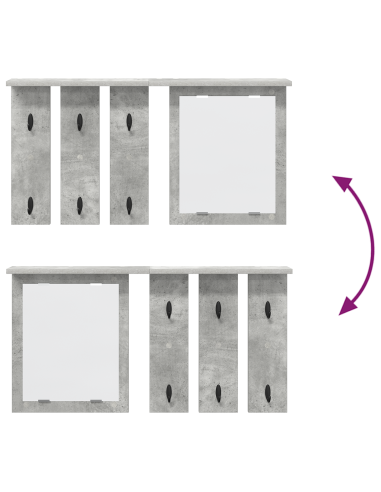 Appendiabiti a muro con specchio Grigio cemento 85 x 10 x 45 cm