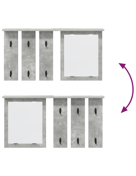 Appendiabiti a muro con specchio Grigio cemento 85 x 10 x 45 cm