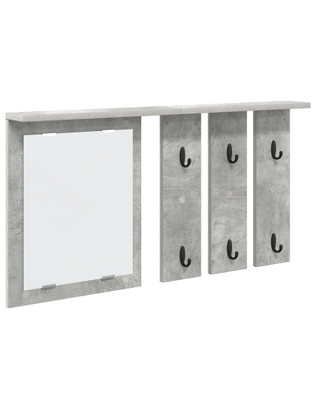 Appendiabiti a muro con specchio Grigio cemento 85 x 10 x 45 cm