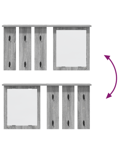 Appendiabiti a muro con specchio Grigio sonoma 85 x 10 x 45 cm