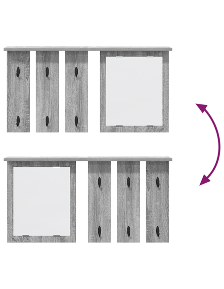 Appendiabiti a muro con specchio Grigio sonoma 85 x 10 x 45 cm