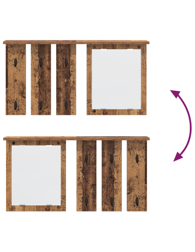 Appendiabiti a muro con specchio Legno vecchio 85 x 10 x 45 cm