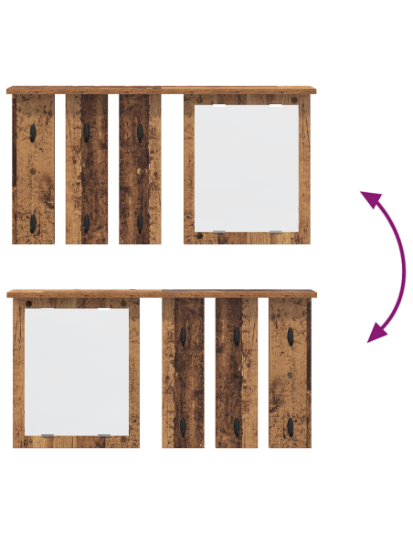 Appendiabiti a muro con specchio Legno vecchio 85 x 10 x 45 cm