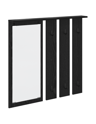 Appendiabiti a muro con lo scaffale Rovere nero 84 x 10 x 80 cm