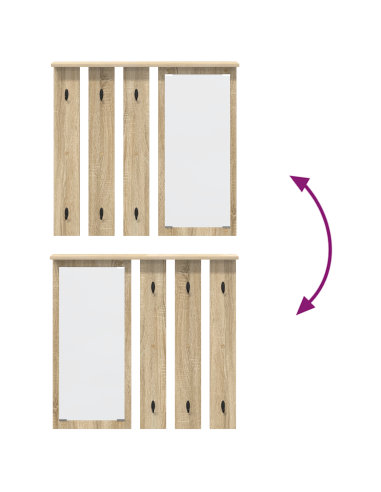 Appendiabiti a muro con specchio rovere sonoma 84 x 10 x 80 cm