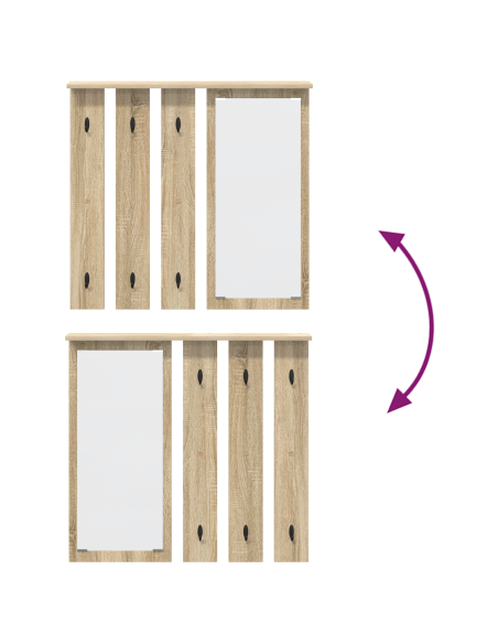 Appendiabiti a muro con specchio rovere sonoma 84 x 10 x 80 cm