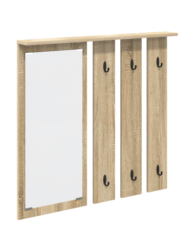 Appendiabiti a muro con specchio rovere sonoma 84 x 10 x 80 cm