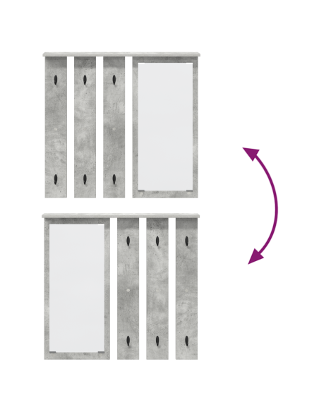 Appendiabiti a muro con specchio Grigio cemento 84 x 10 x 80 cm