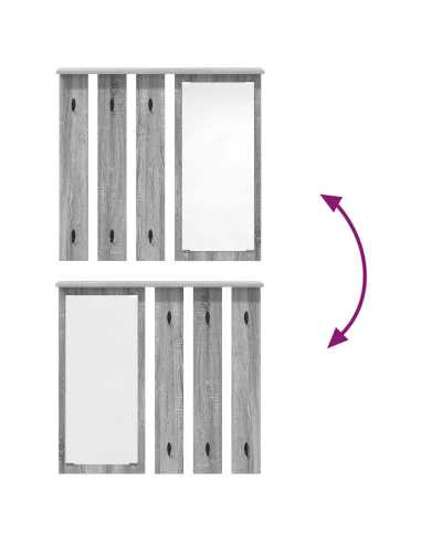 Appendiabiti a muro con specchio Grigio sonoma 84 x 10 x 80 cm