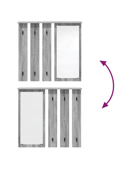 Appendiabiti a muro con specchio Grigio sonoma 84 x 10 x 80 cm