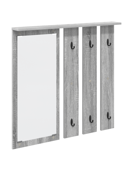 Appendiabiti a muro con specchio Grigio sonoma 84 x 10 x 80 cm