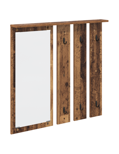 Appendiabiti a muro con specchio Legno vecchio 84 x 10 x 80 cm