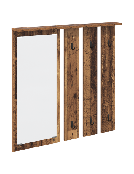 Appendiabiti a muro con specchio Legno vecchio 84 x 10 x 80 cm