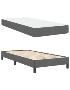 Letto a molle con materasso Grigio scuro 90 x 190 cm Tessuto