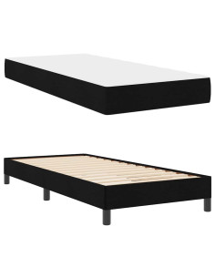 Letto a molle con materasso Nero 90 x 190 cm Tessuto