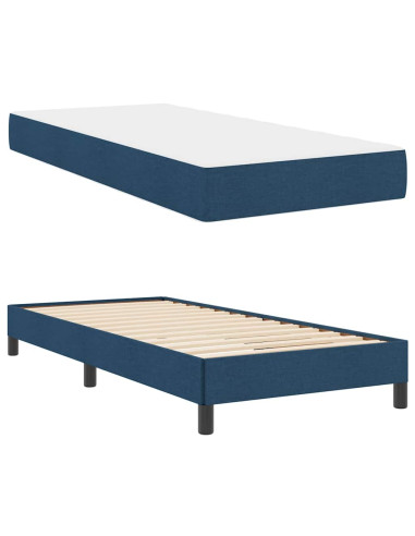 Letto a molle con materasso Blu 90 x 200 cm Tessuto