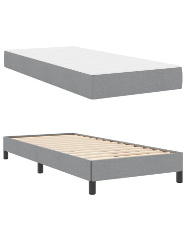 Letto a molle con materasso Grigio chiaro 100 x 200 cm Tessuto