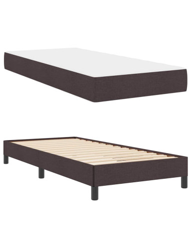Letto a molle con materasso Marrone Scuro 100 x 200 cm Tessuto