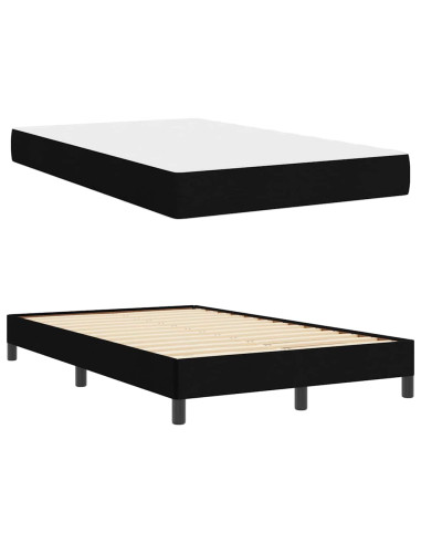 Letto a molle con materasso Nero 120 x 190 cm Tessuto